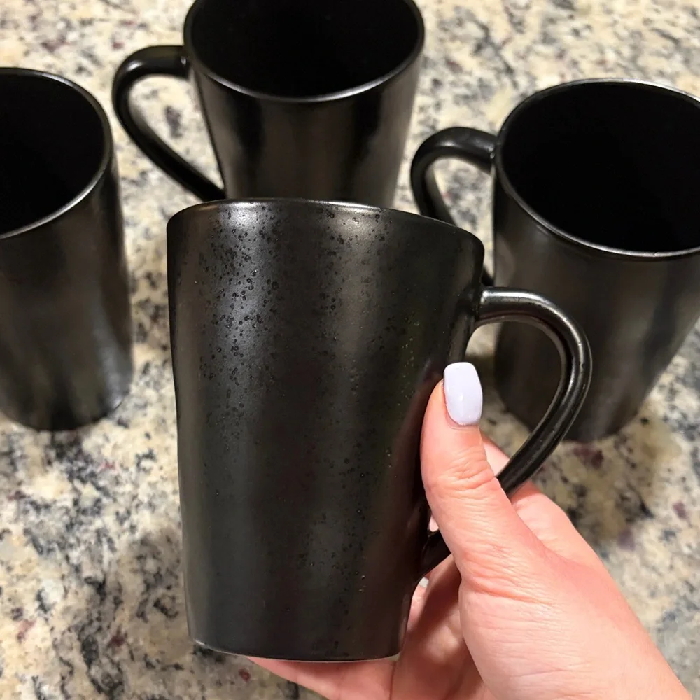 Marin Matte Black Stoneware Crate & Barrel mugs 4